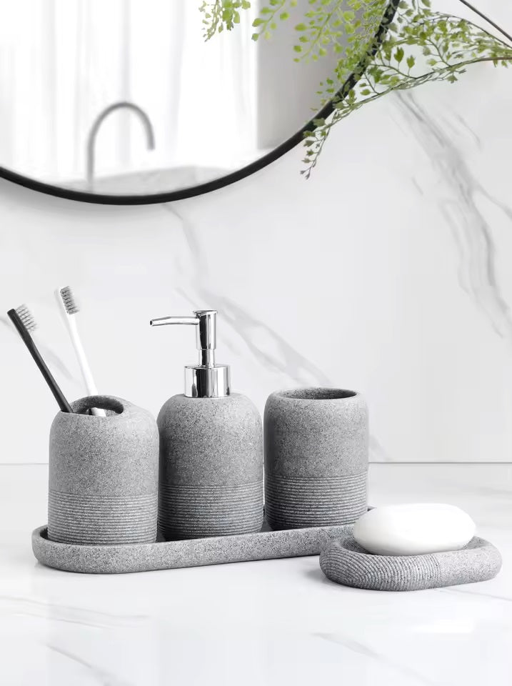 Gedy Quadrotto - Lot De 4 Accessoires De Salle De Bains En Résine Noire