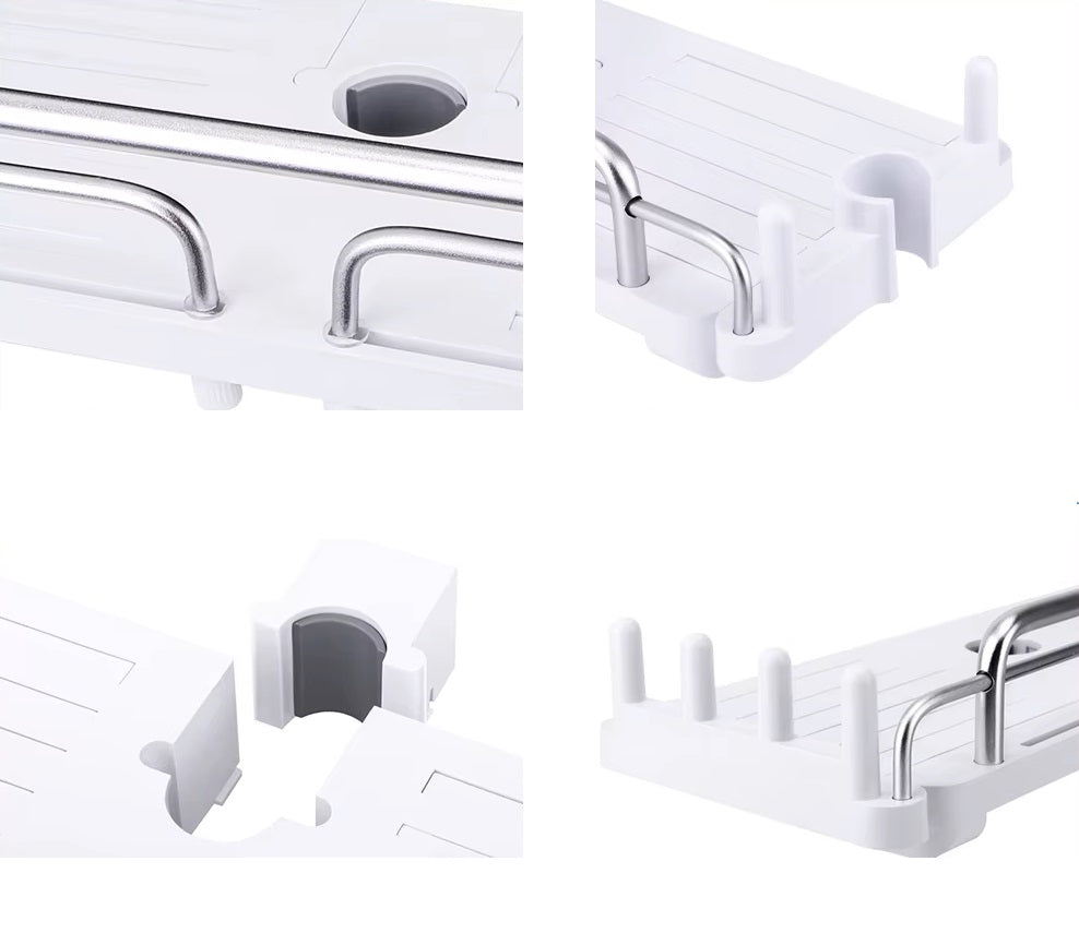 Etagère de douche extensible pour barre de douche