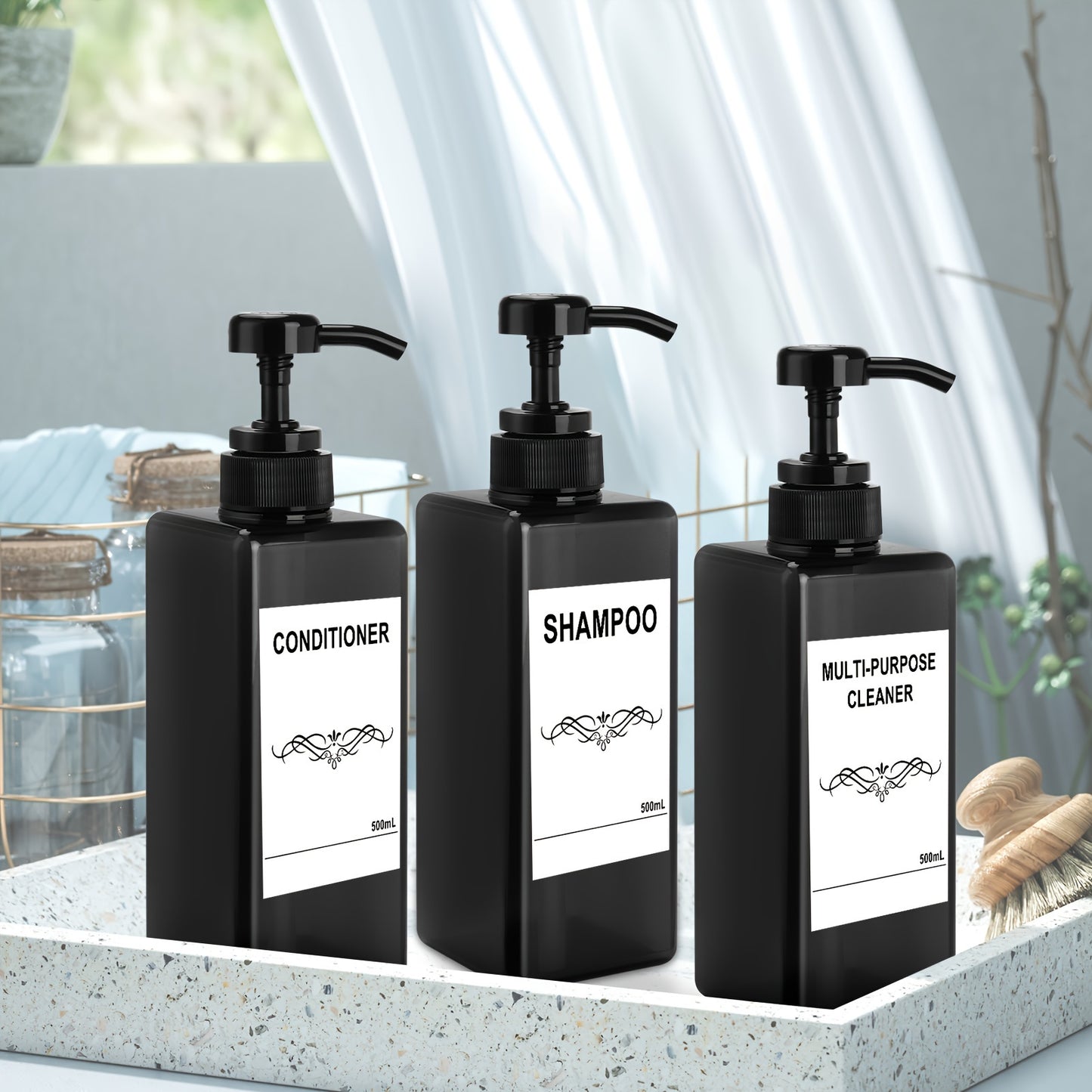 Distributeur de savon rectangulaire en forme bouteille pour décoration salle de bain ou douche