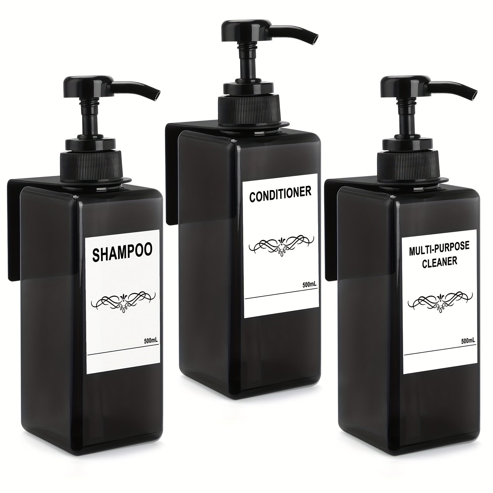 Distributeur de savon rectangulaire noir en forme bouteille