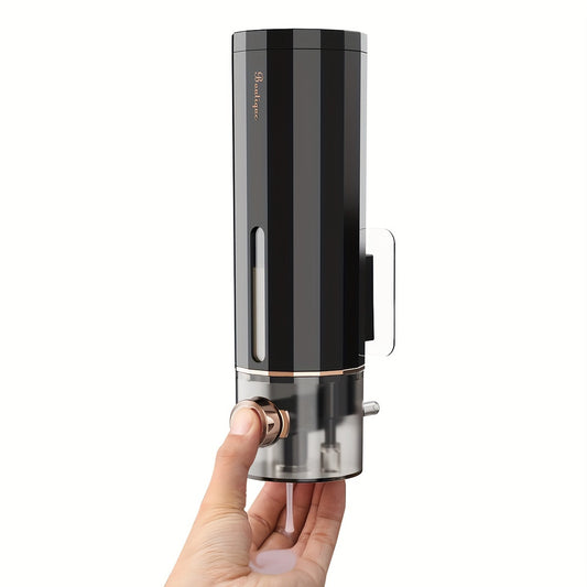 Distributeur de savon noir de forme polygone avec bouton poussoir