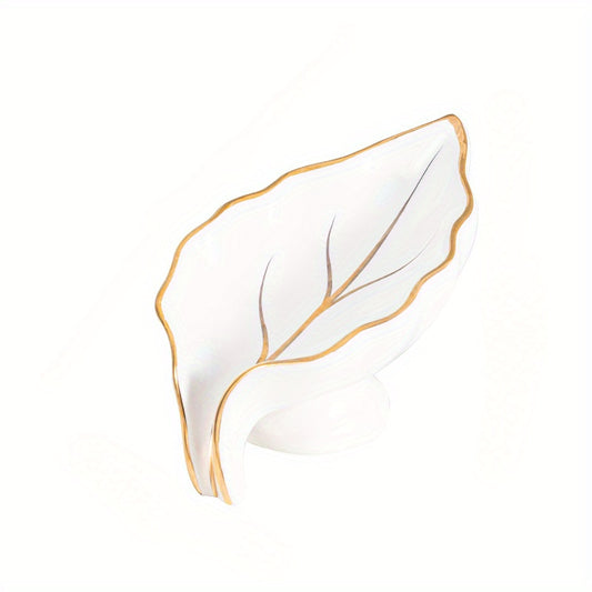Porte savon céramique feuille blanc