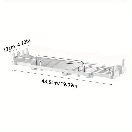 Porte savon pour barre de douche extensible blanc avec dimensions