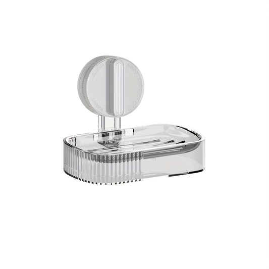 Porte savon ventouse mural transparent une étagère