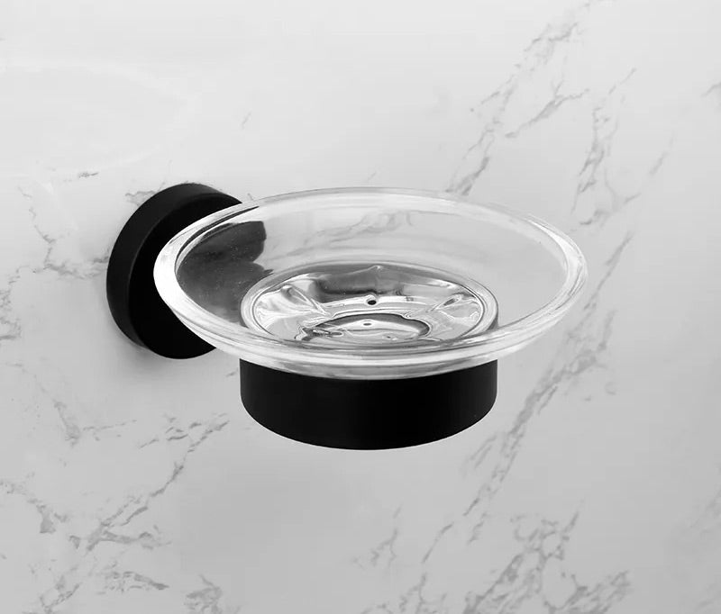 Porte savon mural rond en verre