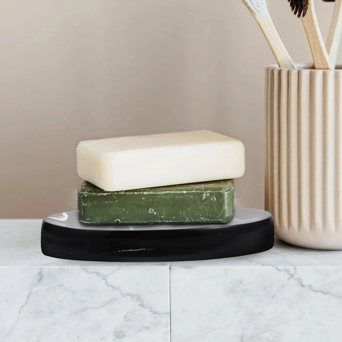 Porte savon effet marbre NOIR