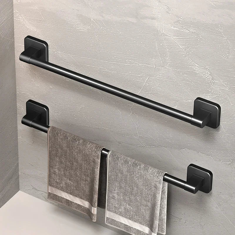 Porte-serviette mural sans perçage noir pour salle de bain