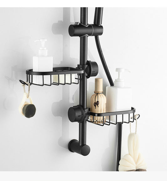 porte savon fixé sur une barre de douche