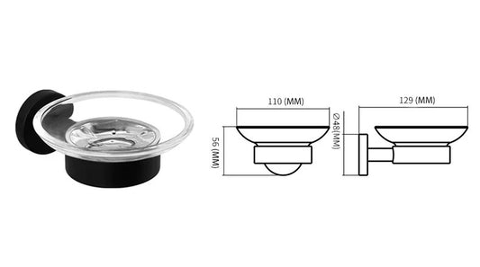 Porte savon mural rond en verre coupole