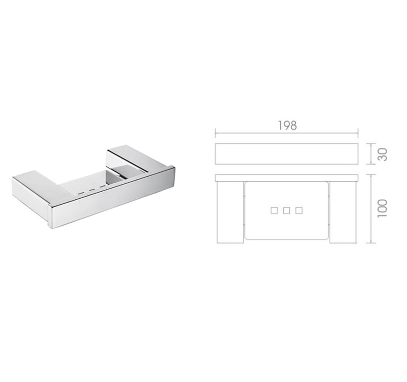 Porte savon mural rectangle chromé