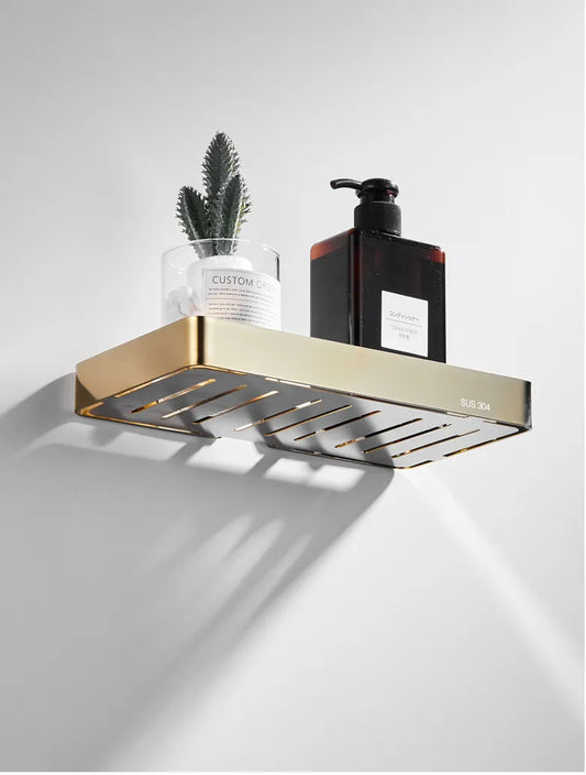 Porte savon mural doré long