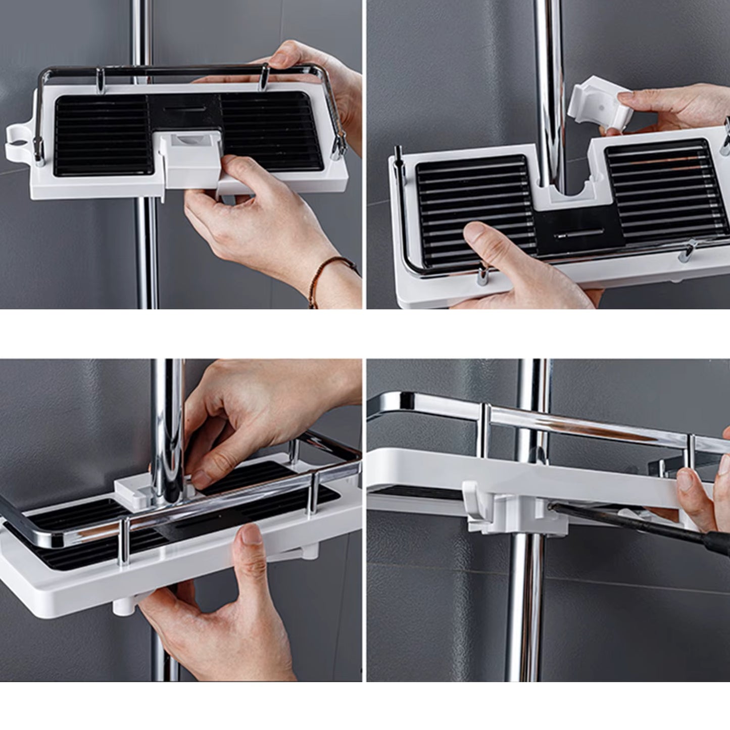 Porte savon pour barre de douche noir et blanc