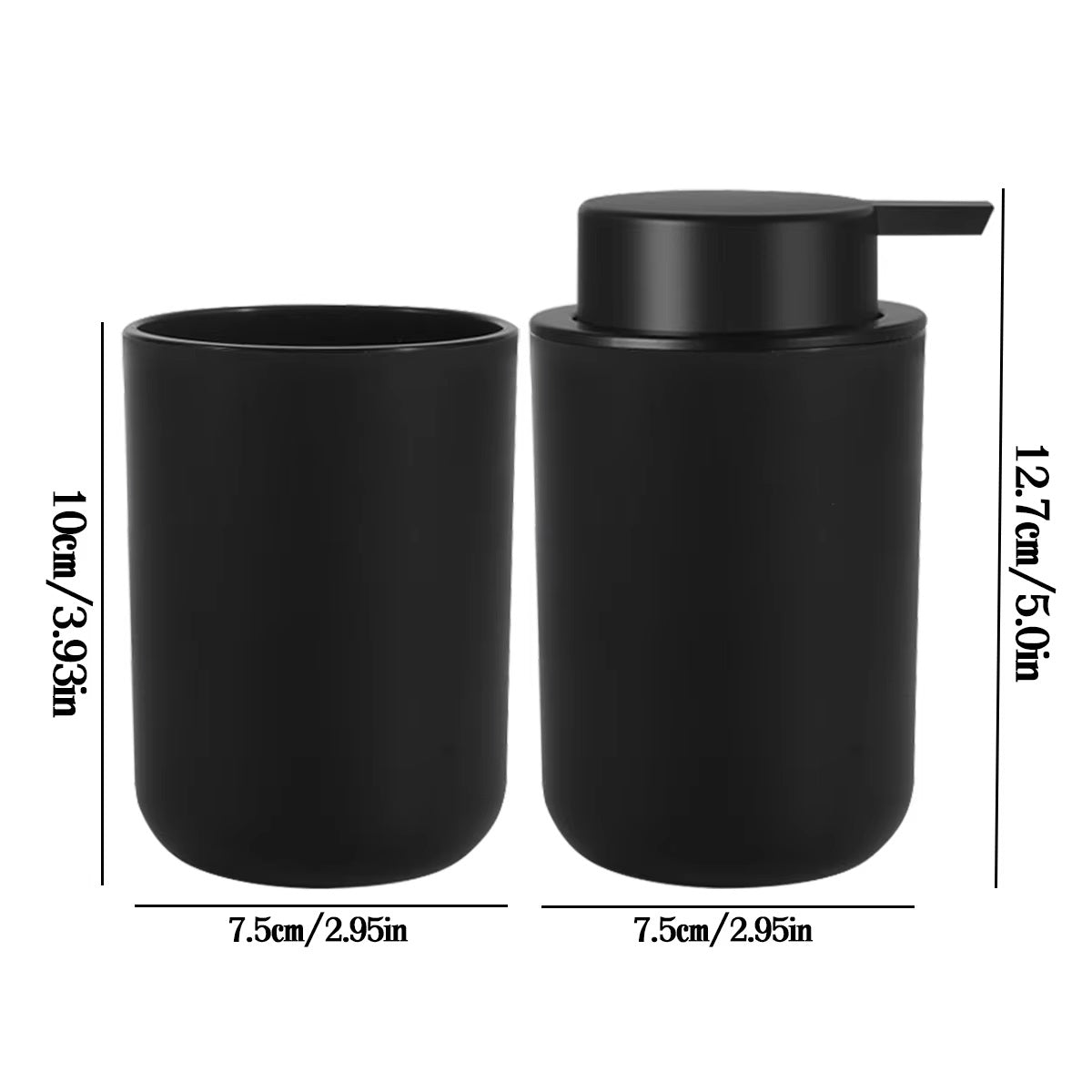 Set pour salle de bain 2 pièces : Distributeur de savon et pot de rangement