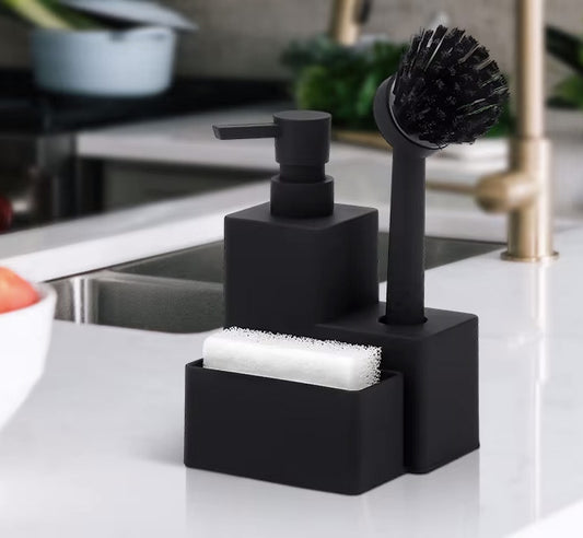 porte éponge et distributeur de savon tout en un pour évier