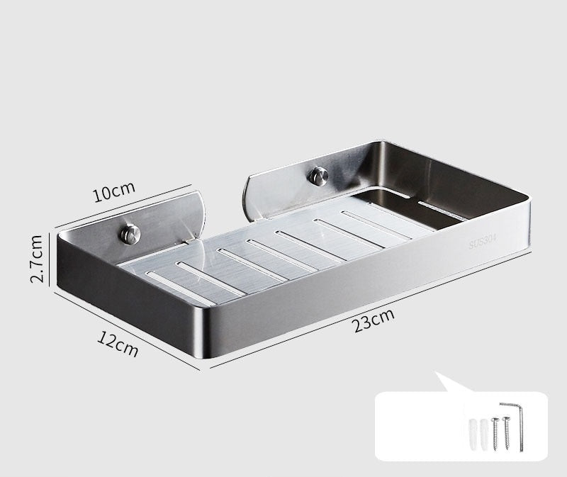 Porte savon mural large chrome