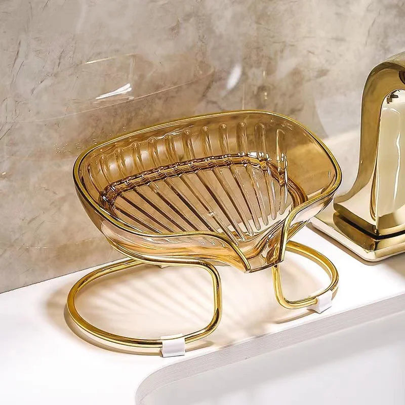 porte savon transparent et or