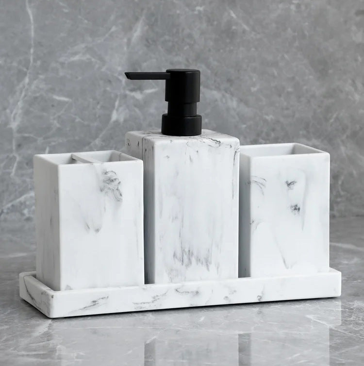 Set pour salle de bain marbre blanc