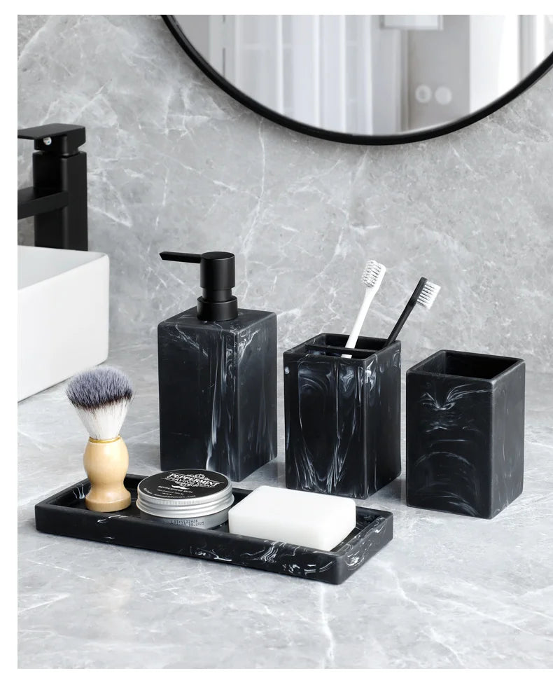 Set salle de bain immitation marbre - 4 pièces