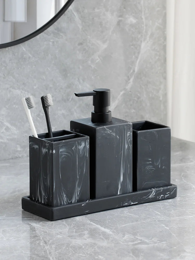 Set pour salle de bain noir marbre moderne