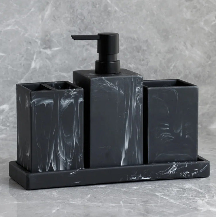 Set pour salle de bain marbre noir