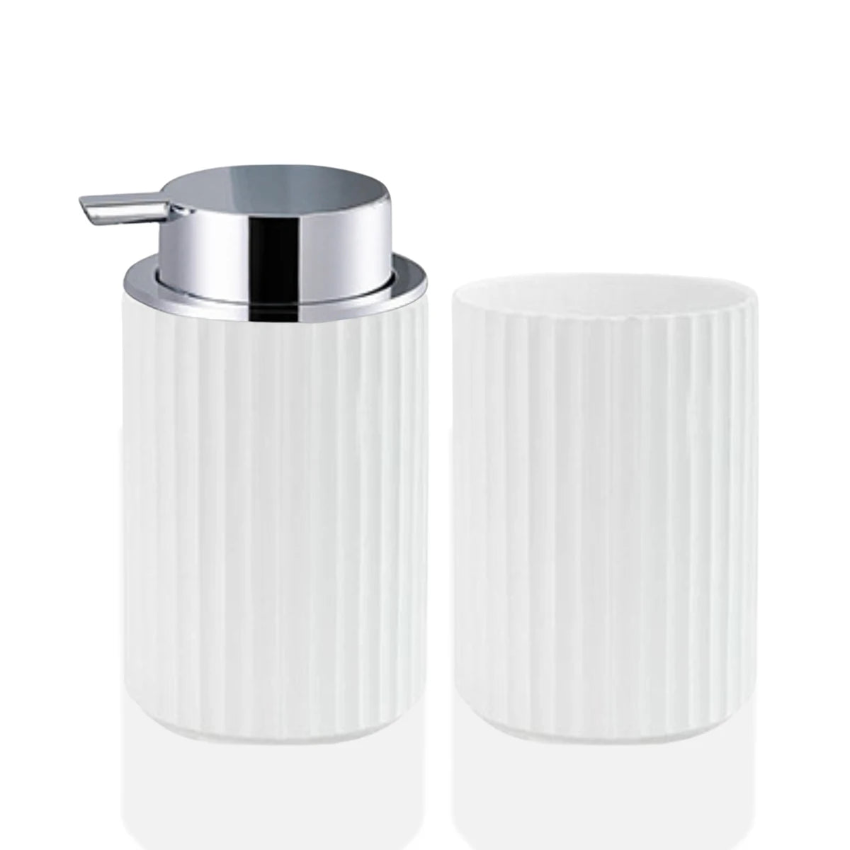 Set salle de bain moderne blanc et argent