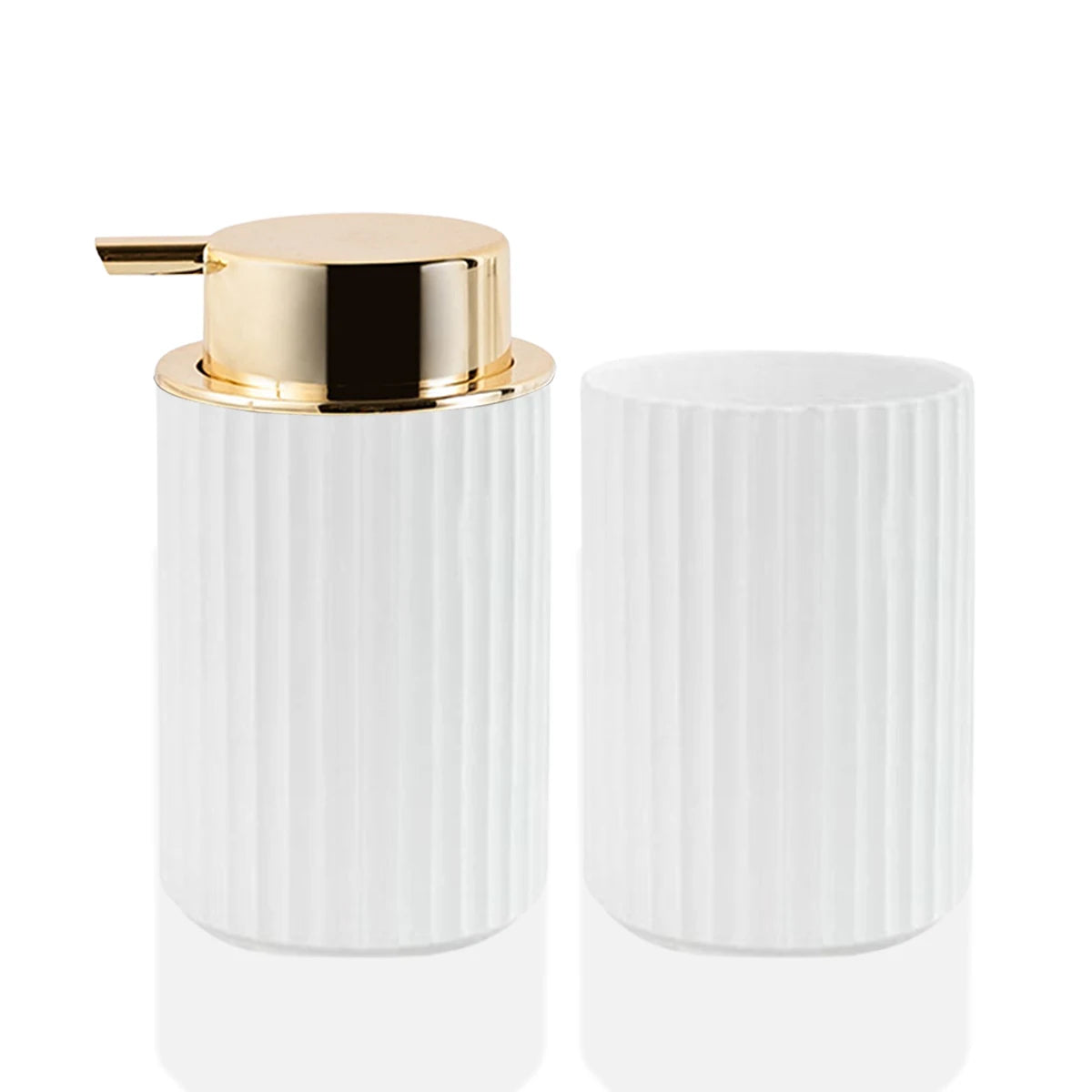 Set salle de bain moderne blanc et or design