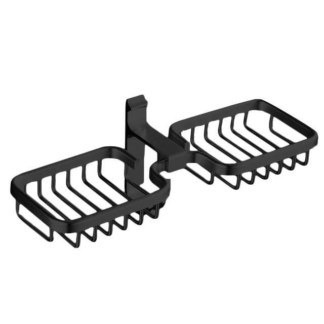 Porte Savon Mural Noir Double Support