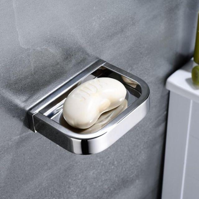 Porte savon mural argent