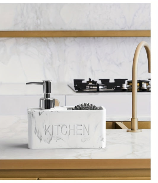 Distributeur de savon cuisine et porte éponge blanc