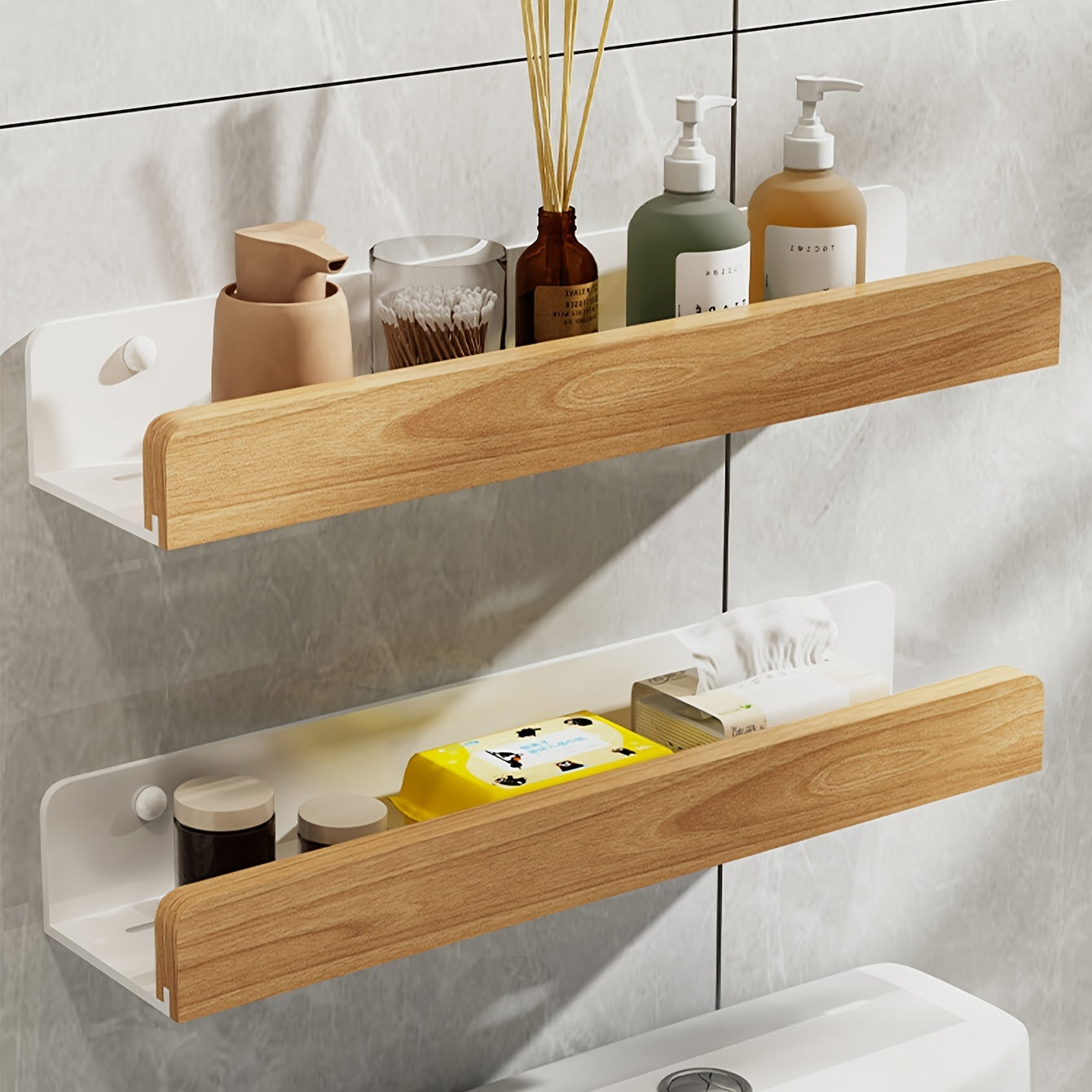 Étagère bois moderne pour douche, rangement élégant et pratique