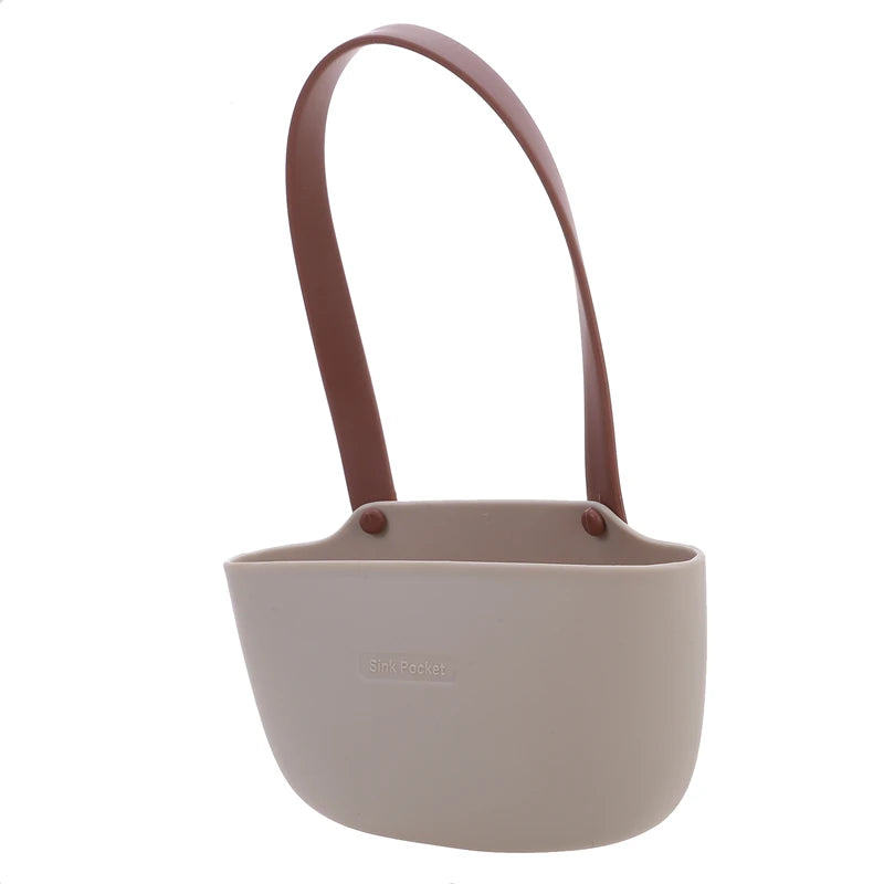 Porte éponge creme marron panier évier