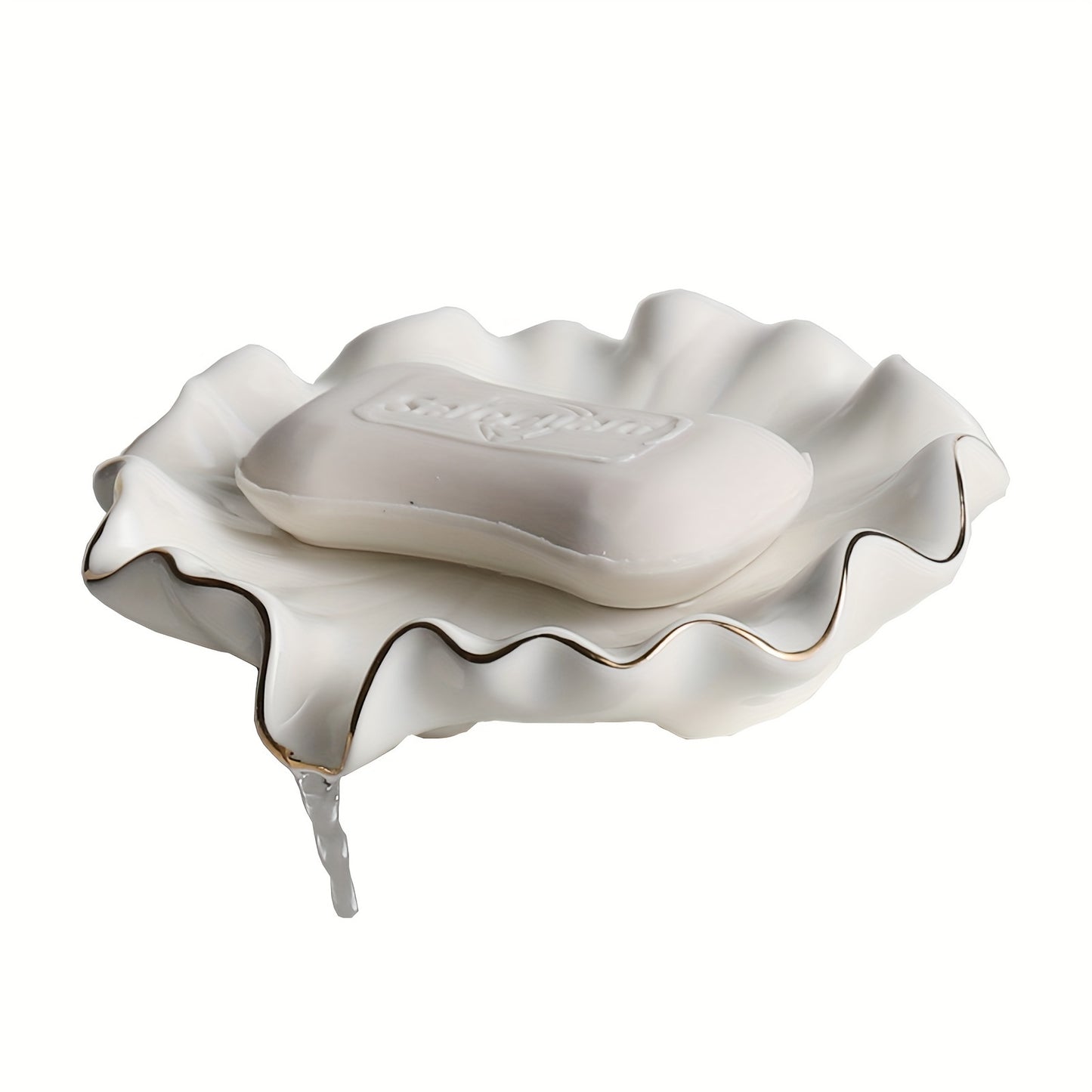 Porte savon céramique coquillage blanc