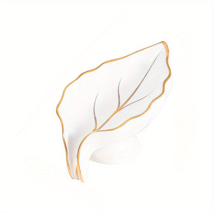 Porte savon céramique feuille blanc