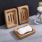 Porte savon en bois pour savon rectangulaire avec une fleur