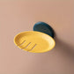 Porte savon ventouse mural - design rond jaune