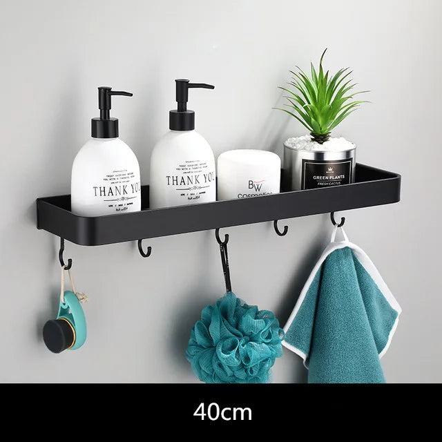 Etagère de douche murale noir 40 cm