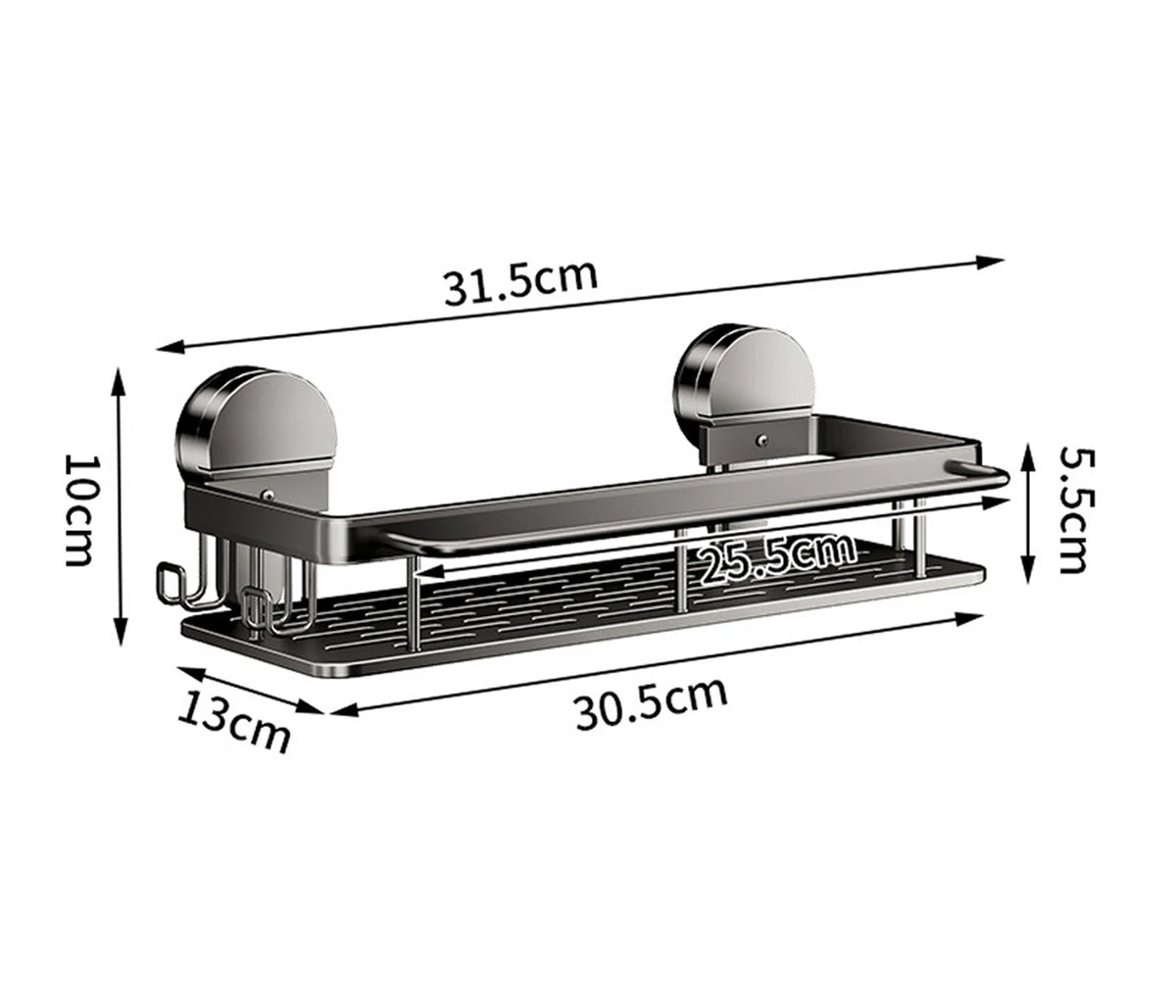 Wisfame Étagère Douche Ventouse Sans Percer – Organisateur Salle De Bain 10 Kg – Gris Aluminium