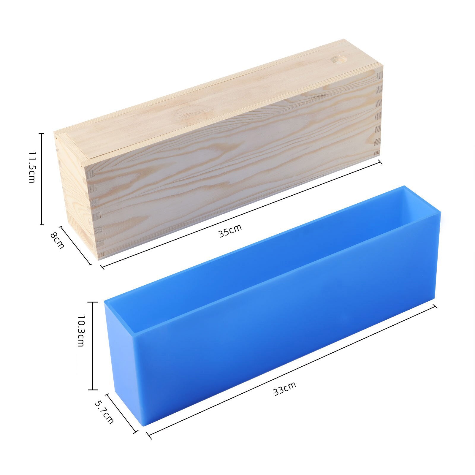Moule pour savon en silicone rectangulaire et boîte en bois