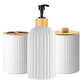 Set salle de bain 3 pièces blanc avec distributeur savon, porte brosse a dent et pot rangement