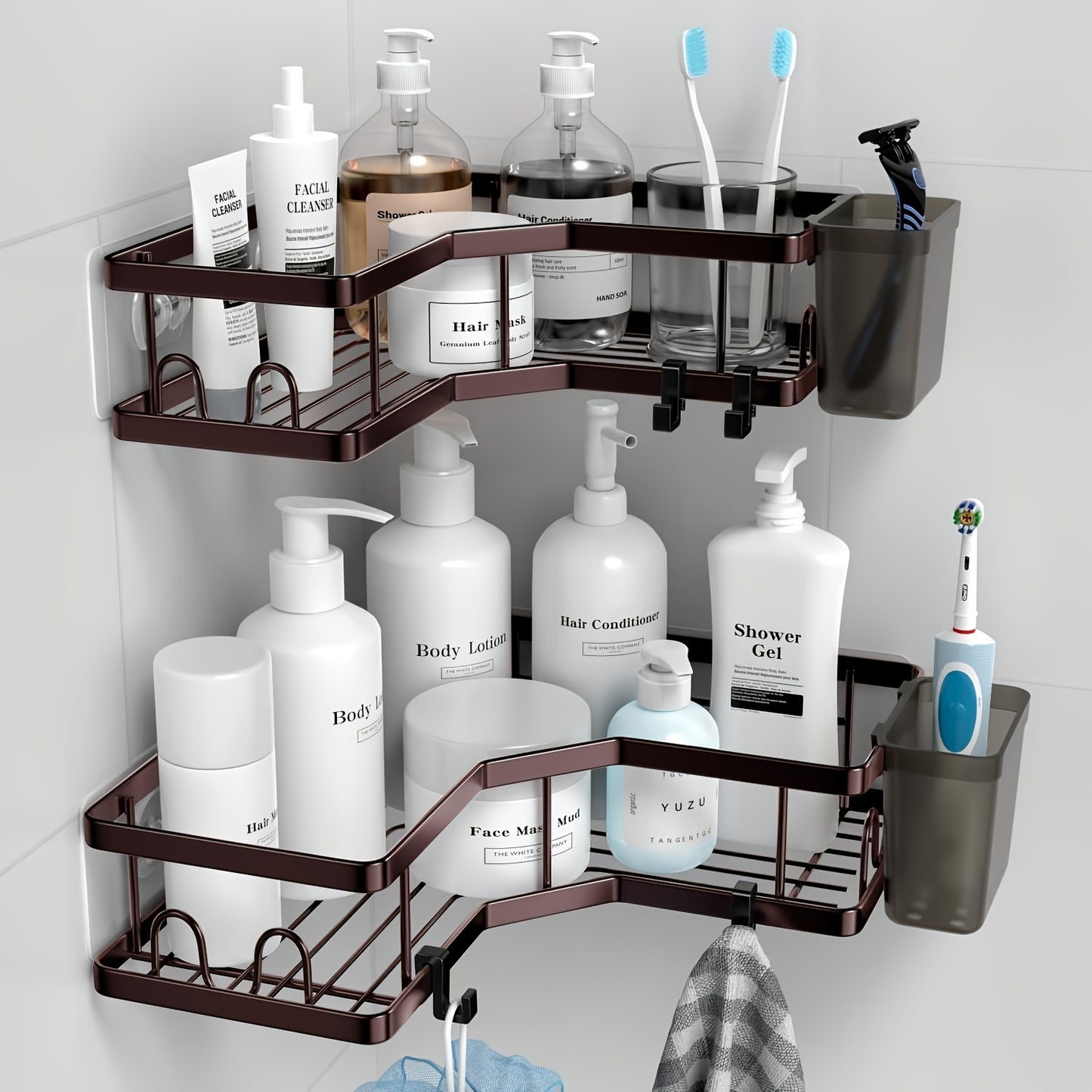 Étagère de douche en angle, sans perçage, simple et efficace